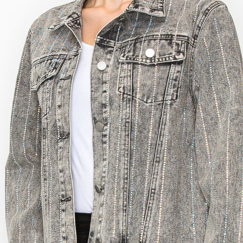 new ORIGMAI embellished jean denim jacket (7-colors) SM-2X classic rhinestones - Picture 10 of 16